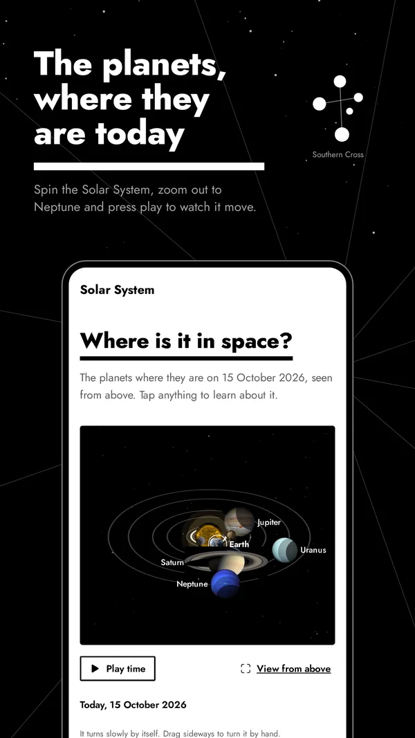 The Solar System with planets in today's positions